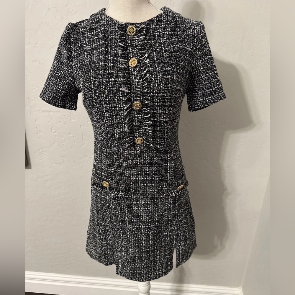 Beautiful Bebop Short Sleeve Tweed Shift Dress Size M NWT